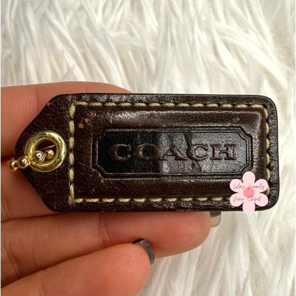 1.5” y2k COACH Brown Fob Bag Charm Hang tag Hangtag